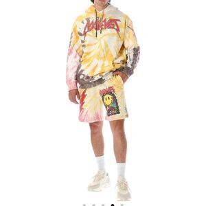 Market Smiley Iron Market Logo Print Tie Dye Shorts - Size Large